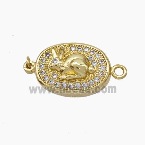 Copper Hare Connector Pave Zirconia Chinese Zodiac Gold Plated