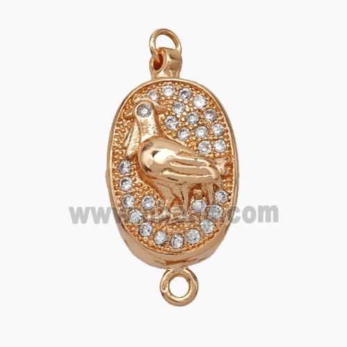 Copper Cock Connector Pave Zirconia Chinese Zodiac Rose Gold