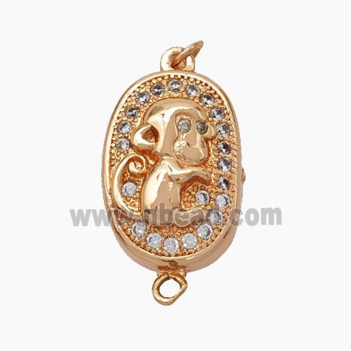 Copper Monkey Connector Pave Zirconia Chinese Zodiac Rose Gold