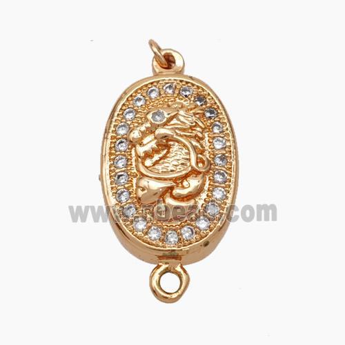 Copper Dragon Connector Pave Zirconia Chinese Zodiac Rose Gold