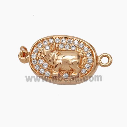 Copper Ox Connector Pave Zirconia Chinese Zodiac Rose Gold