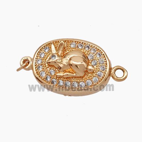 Copper Hare Connector Pave Zirconia Chinese Zodiac Rose Gold