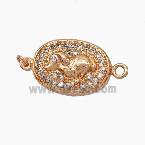 Copper Boar Connector Pave Zirconia Chinese Zodiac Rose Gold