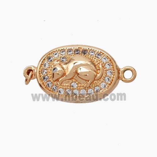 Copper Rat Connector Pave Zirconia Chinese Zodiac Rose Gold