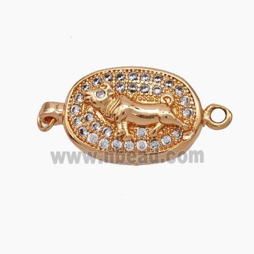 Copper Tiger Connector Pave Zirconia Chinese Zodiac Rose Gold