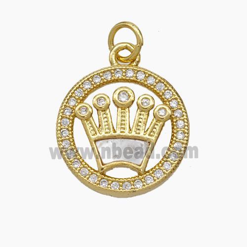 Copper Crown Pendant Pave Zirconia Shell 18K Gold Plated