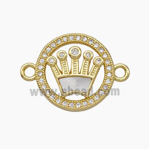 Copper Crown Connector Pave Zirconia Shell 18K Gold Plated