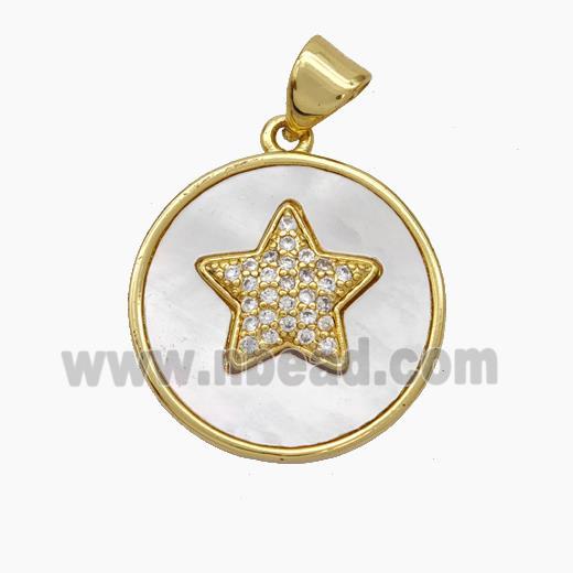 Copper Star Pendant Micropave Zirconia Shell 18K Gold Plated