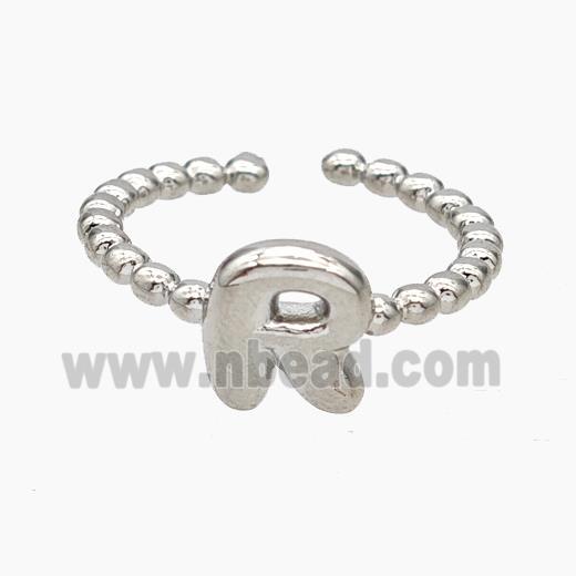 Copper Letter-R Rings Platinum Plated