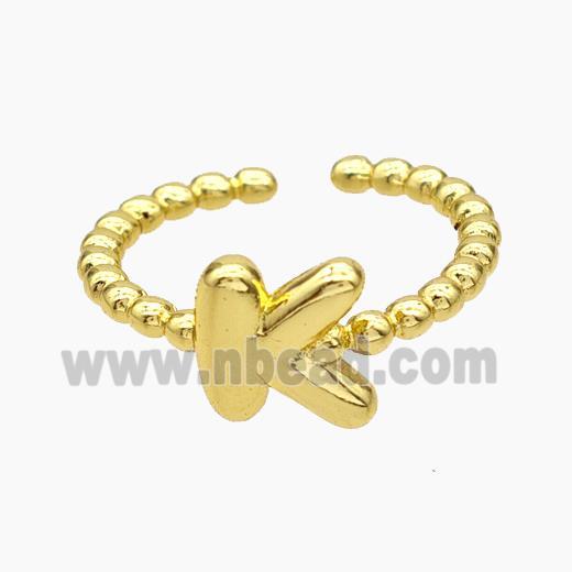 Copper Letter-K Rings Gold Plated