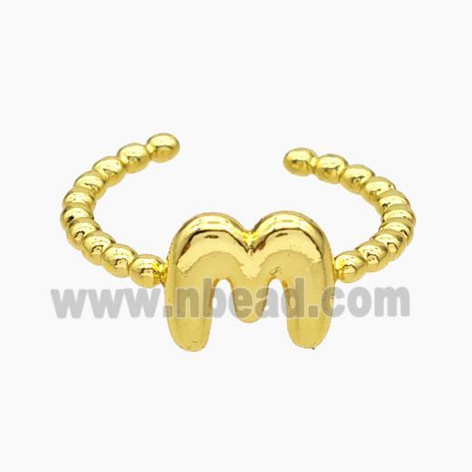 Copper Letter-M Rings Gold Plated