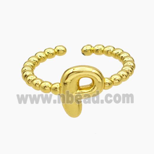 Copper Letter-P Rings Gold Plated