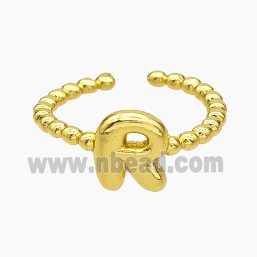 Copper Letter-R Rings Gold Plated