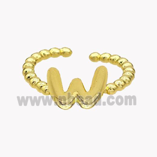 Copper Letter-W Rings Gold Plated