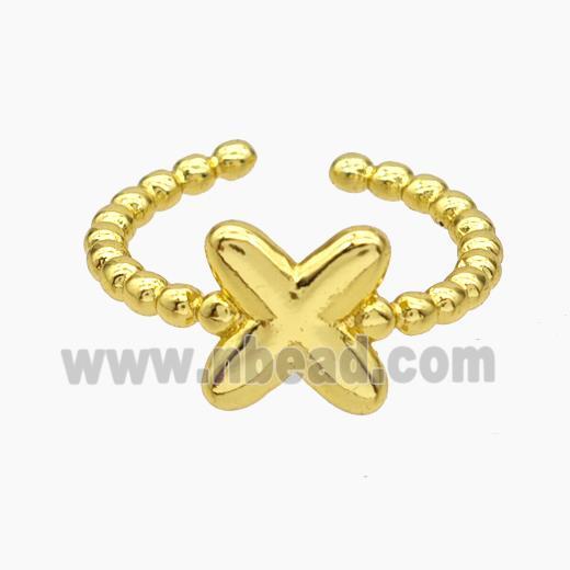 Copper Letter-X Rings Gold Plated