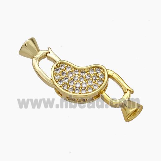 Copper Clasp Pave Zirconia Cord-End Gold Plated