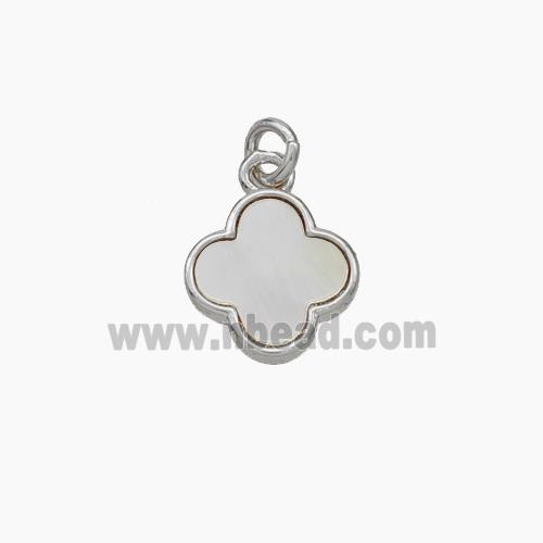 Copper Clover Pendant Pave Shell Platinum Plated