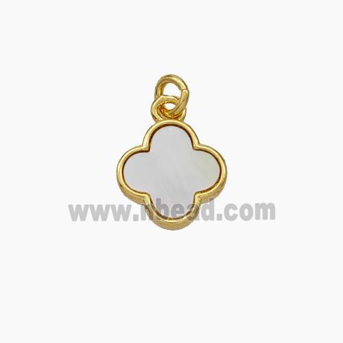 Copper Clover Pendant Pave Shell Gold Plated