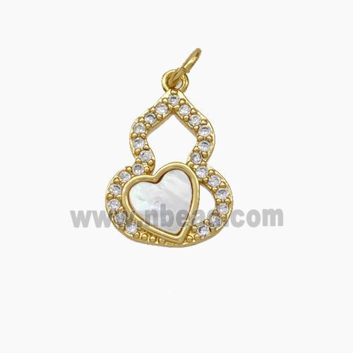 Copper Gourd Pendant Pave Shell Zirconia Gold Plated