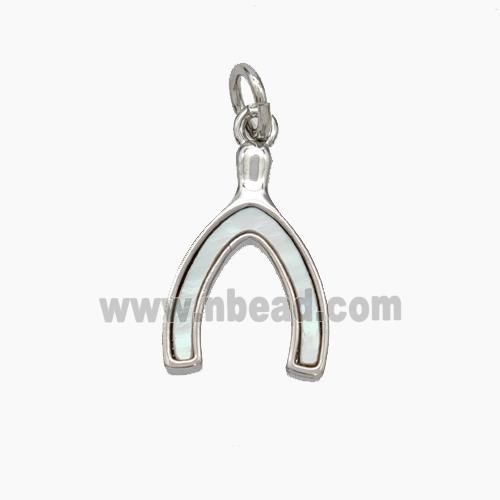 Copper Horseshoe Pendant Pave Shell Platinum Plated