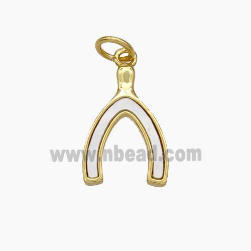 Copper Horseshoe Pendant Pave Shell Gold Plated