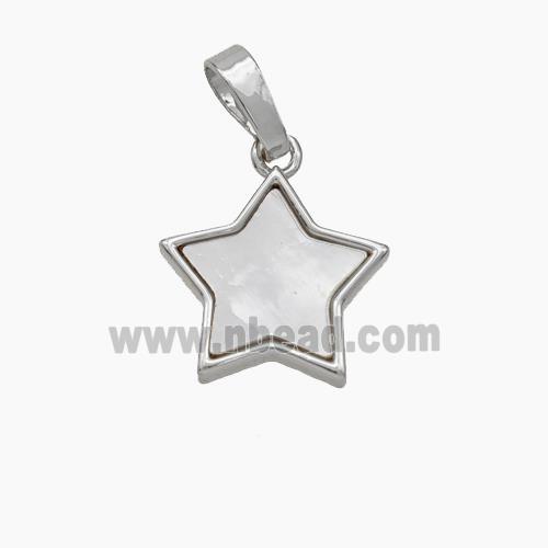 Copper Star Pendant Pave Shell Platinum Plated