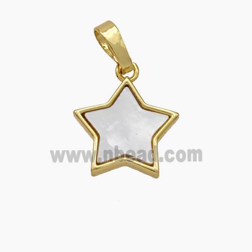 Copper Star Pendant Pave Shell Gold Plated