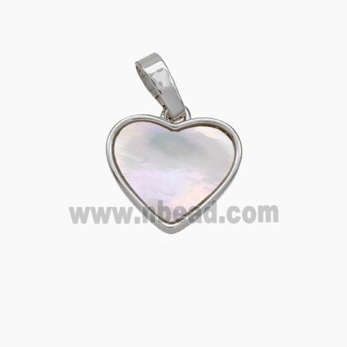 Copper Heart Pendant Pave Shell Platinum Plated