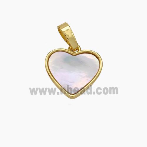 Copper Heart Pendant Pave Shell Gold Plated