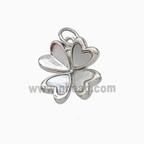 Copper Clover Pendant Pave Shell Platinum Plated