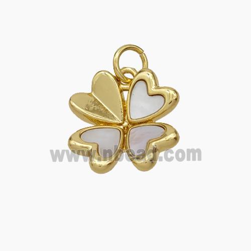 Copper Clover Pendant Pave Shell Gold PLated