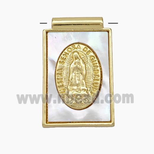 Copper Jesus Pendant Pave Shell 18K Gold Plated