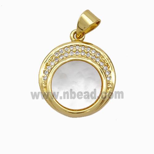 Copper Sun Pendant Pave Shell Zirconia 18K Gold Plated