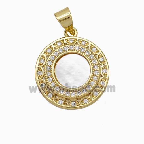 Copper Sun Pendant Pave Shell Zirconia 18K Gold Plated