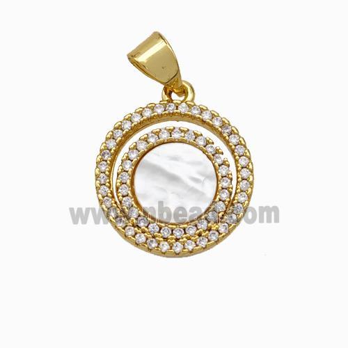 Copper Sun Pendant Pave Shell Zirconia 18K Gold Plated