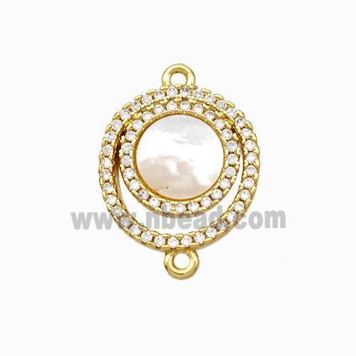 Copper Sun Connector Pave Shell Zirconia 18K Gold Plated