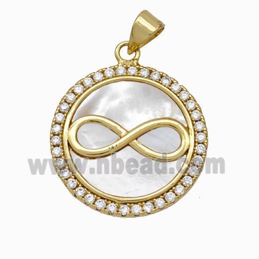 Copper Infinity Pendant Pave Shell Zirconia 18K Gold Plated