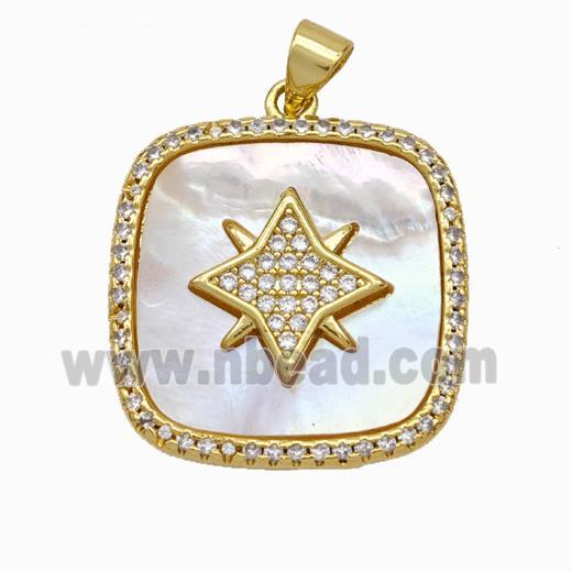 Copper Star Pendant Pave Shell Zirconia 18K Gold Plated