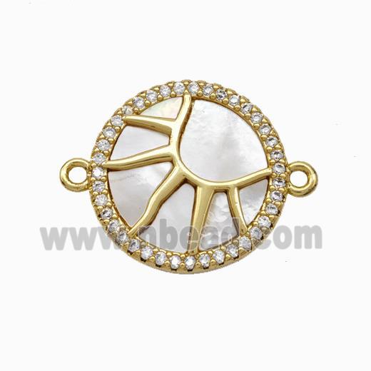 Copper Sun Connector Pave Shell Zirconia 18K Gold Plated