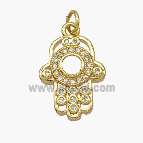 Copper Hand Pendant Pave Shell Zirconia 18K Gold Plated