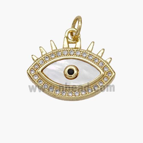 Copper Eye Pendant Pave Shell Zirconia 18K Gold Plated