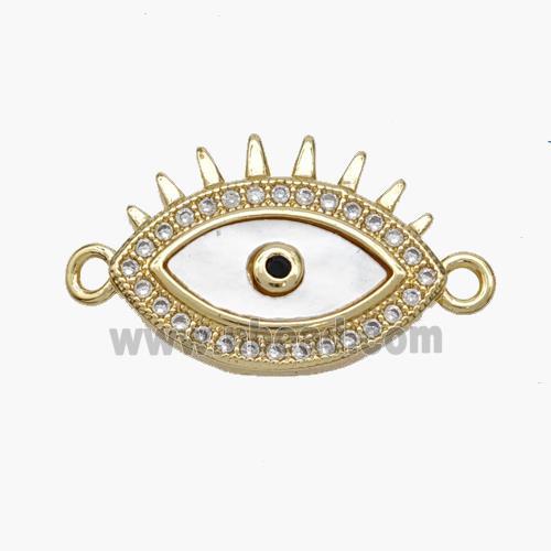 Copper Eye Connector Pave Shell Zirconia 18K Gold Plated