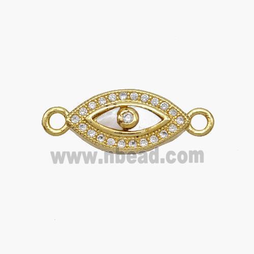 Copper Eye Connector Pave Shell Zirconia 18K Gold Plated