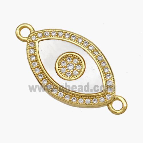 Copper Eye Connector Pave Shell Zirconia 18K Gold Plated