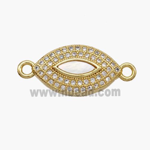 Copper Eye Connector Pave Shell Zirconia 18K Gold Plated