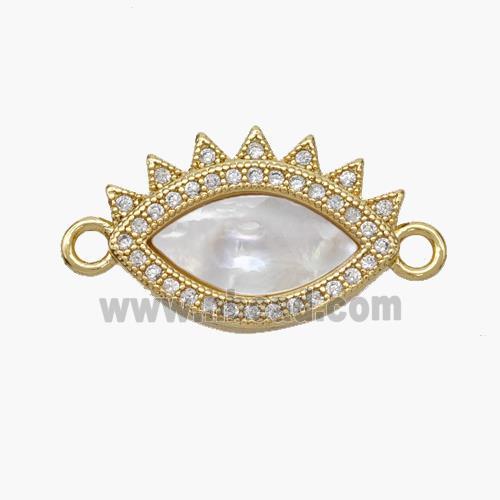 Copper Eye Connector Pave Shell Zirconia 18K Gold Plated