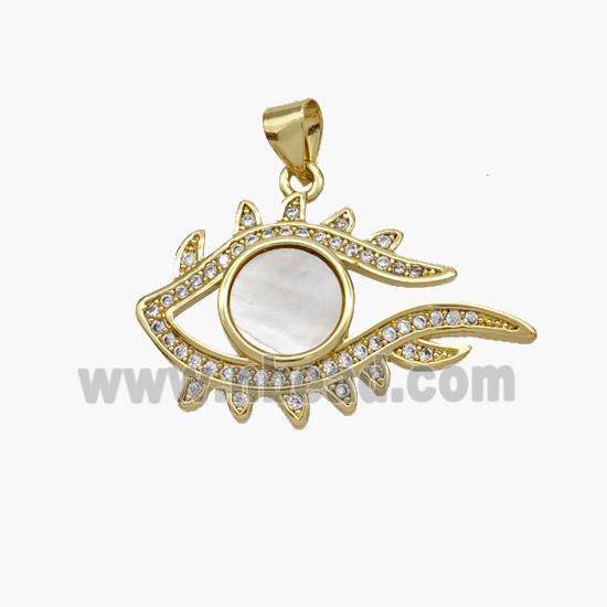 Copper Eye Pendant Pave Shell Zirconia 18K Gold Plated