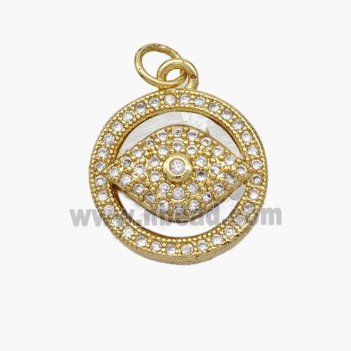 Copper Eye Pendant Pave Shell Zirconia 18K Gold Plated