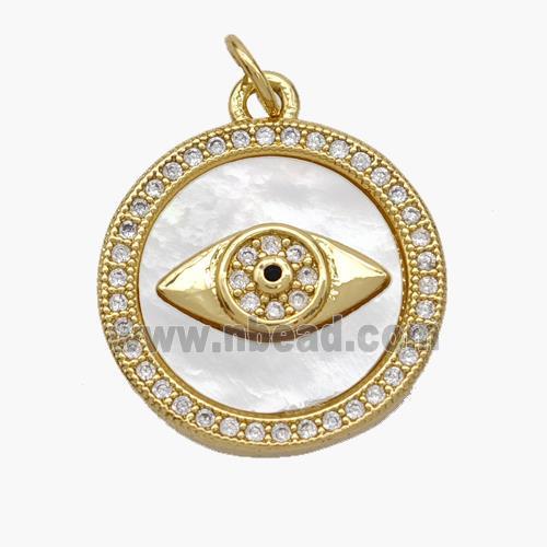 Copper Eye Pendant Pave Shell Zirconia 18K Gold Plated