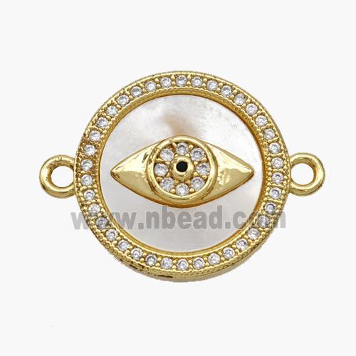 Copper Eye Connector Pave Shell Zirconia 18K Gold Plated